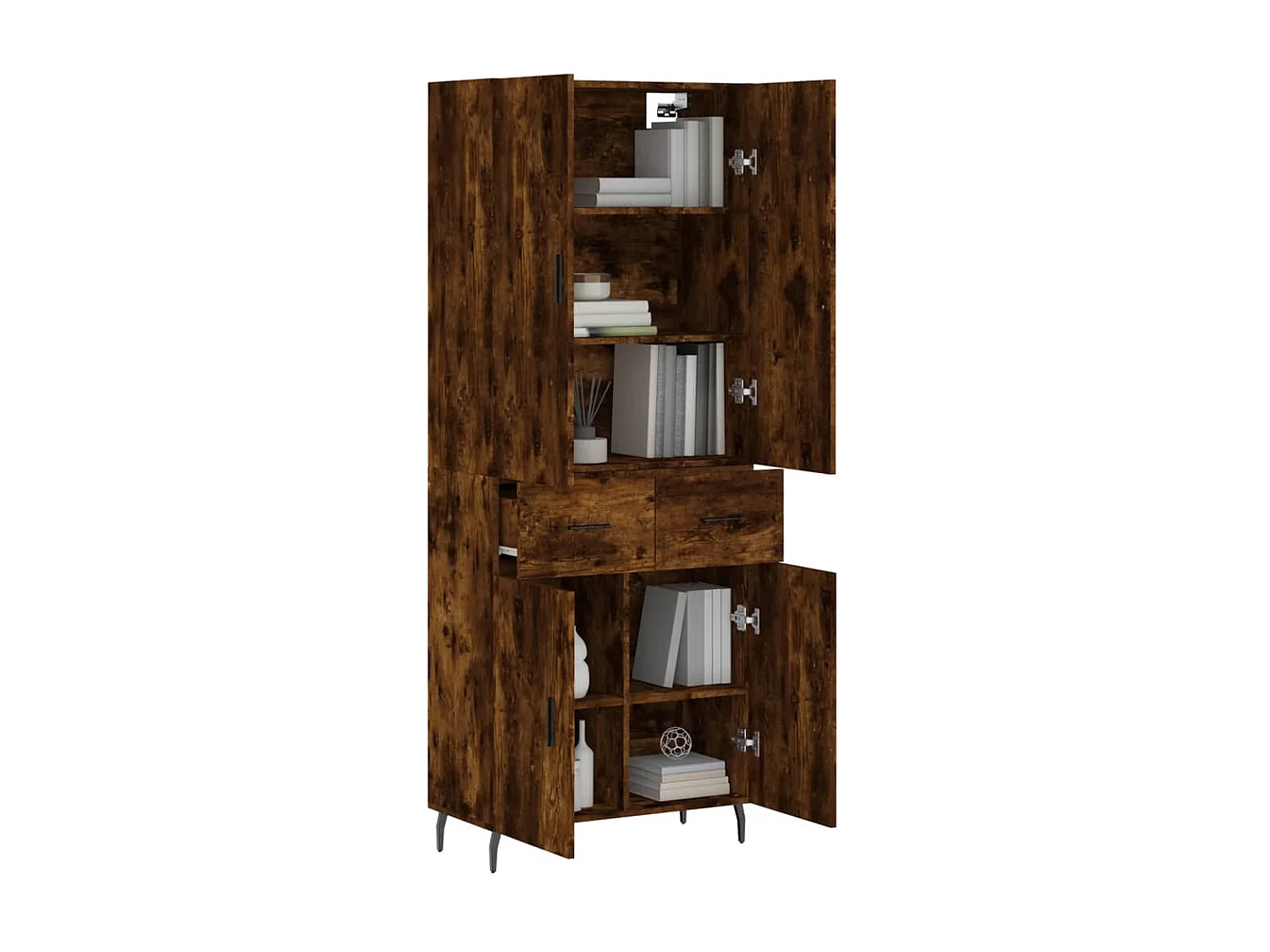 Buffet haut Chêne fumé 69,5x34x180 cm Bois d'ingénierie QWE18350