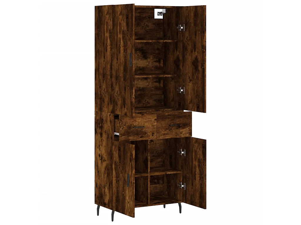 Highboard,Kommode Räuchereiche 69,5x34x180 cm Holzwerkstoff -gkd392487