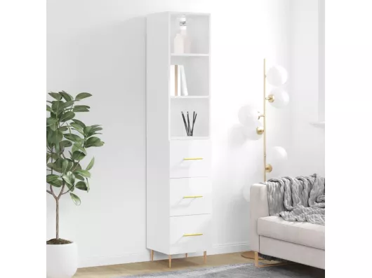 Kauf Unique Highboard,Kommode Hochglanz-Weiß 34,5x34x180 cm Holzwerkstoff -gkd77615