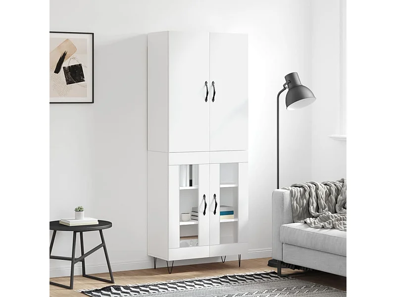 Aparador alto 69,5x34x180 cm derivados de madeira branco PT291480