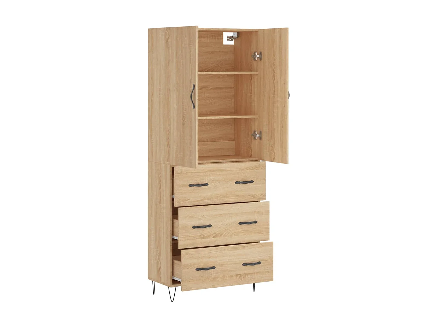 Highboard,Kommode Sonoma-Eiche 69,5x34x180 cm Holzwerkstoff -gkd698845