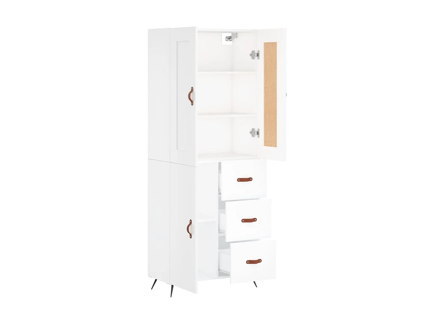 Aparador alto madera contrachapada blanco 69,5x34x180 cm ES80404