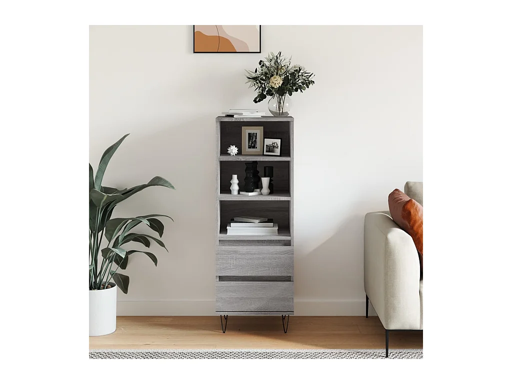 Aparador alto madera contrachapada gris Sonoma 40x36x110 cm ES44629