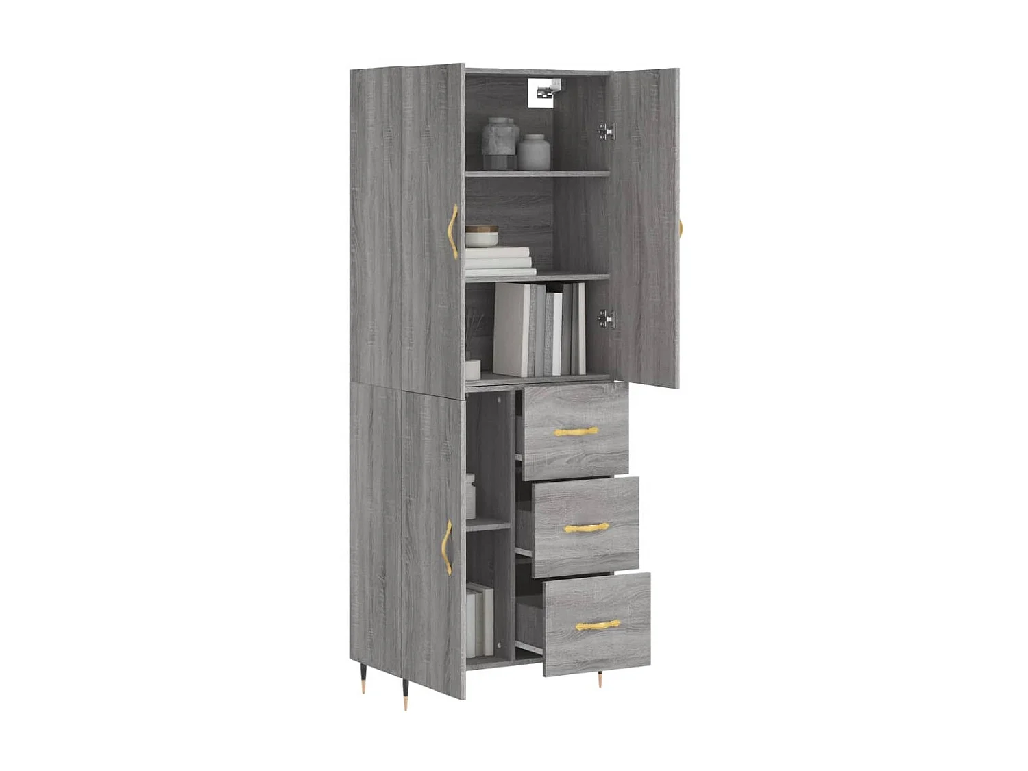 Buffet haut Sonoma gris 69,5x34x180 cm Bois d'ingénierie QWE12504
