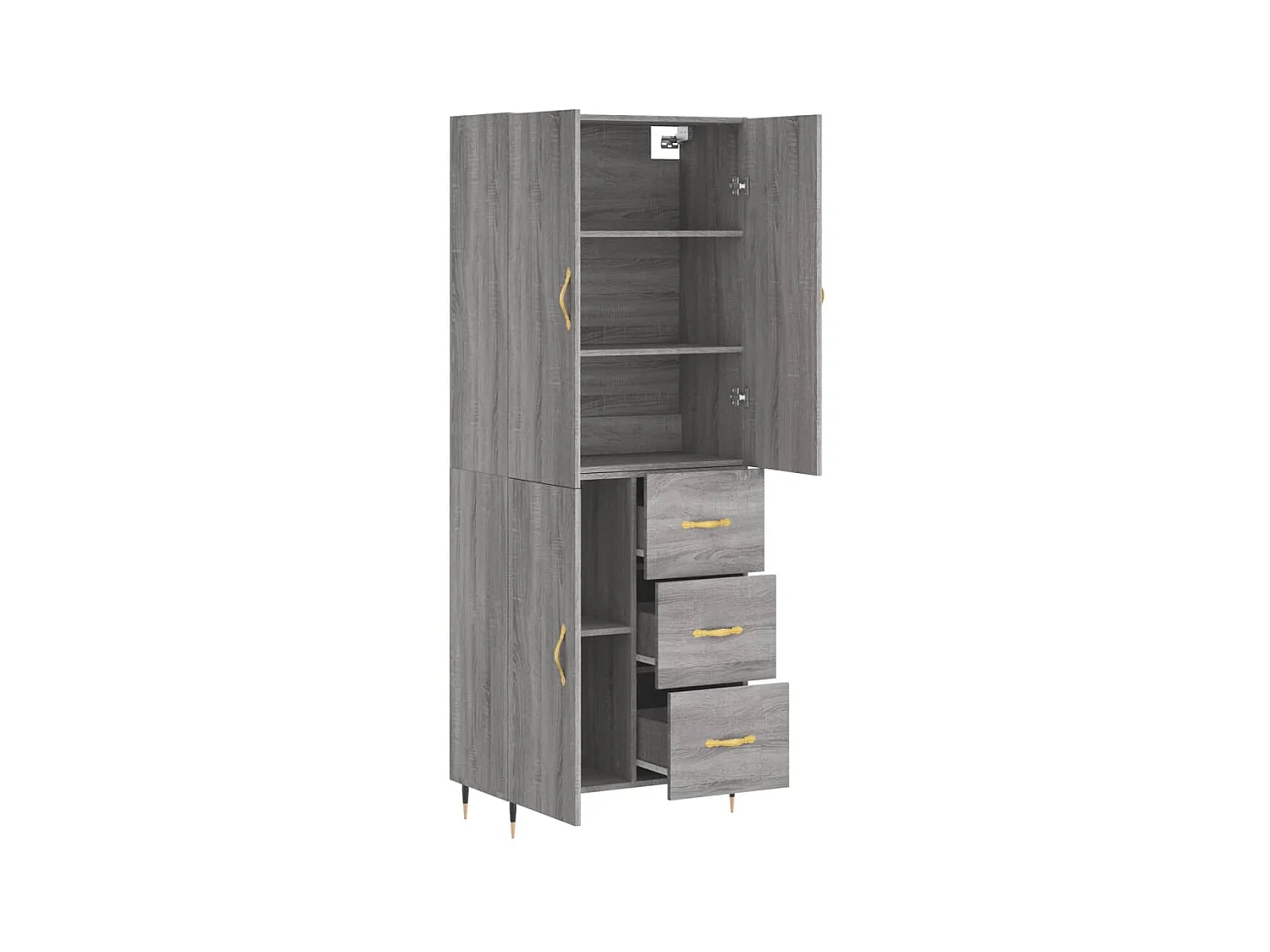 Aparador alto madera contrachapada gris sonoma 69,5x34x180 cm ES34872