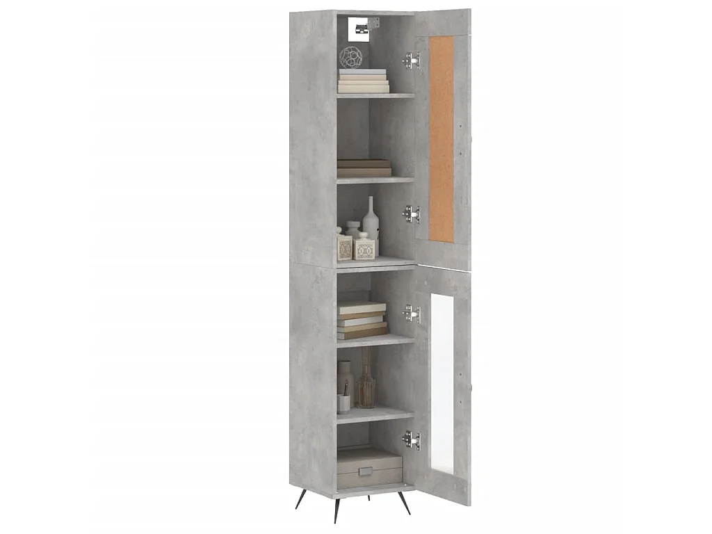 Buffet haut Gris béton 34,5x34x180 cm Bois d'ingénierie QWE25631