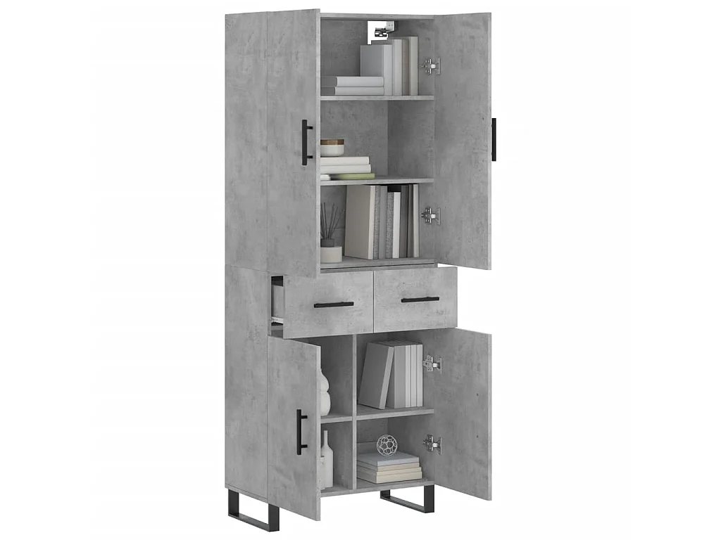 Aparador alto madera contrachapada gris hormigón 69,5x34x180 cm ES85933