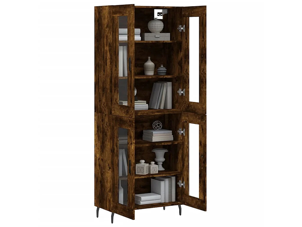 Hoge kast 69,5x34x180 cm bewerkt hout gerookt eikenkleurig NL64682