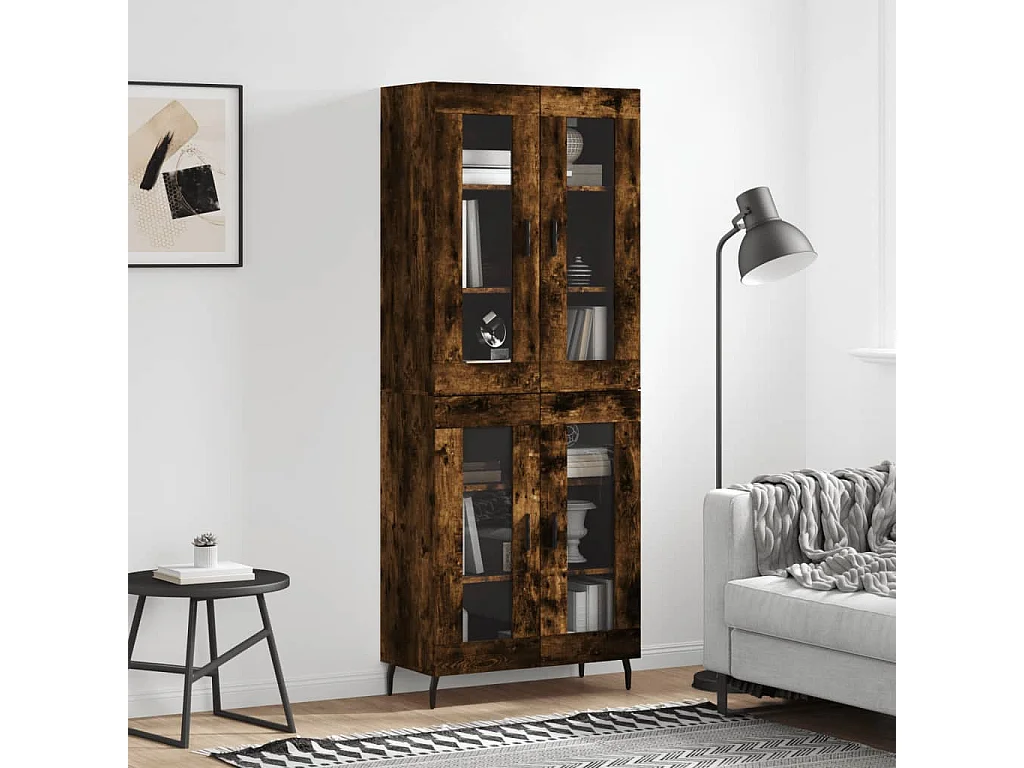 Buffet haut Chêne fumé 69,5x34x180 cm Bois d'ingénierie QWE34263