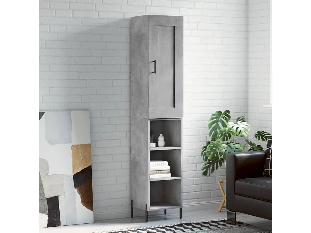 Aparador de madera contrachapada gris hormigón 34,5x34x180 cm ES54813