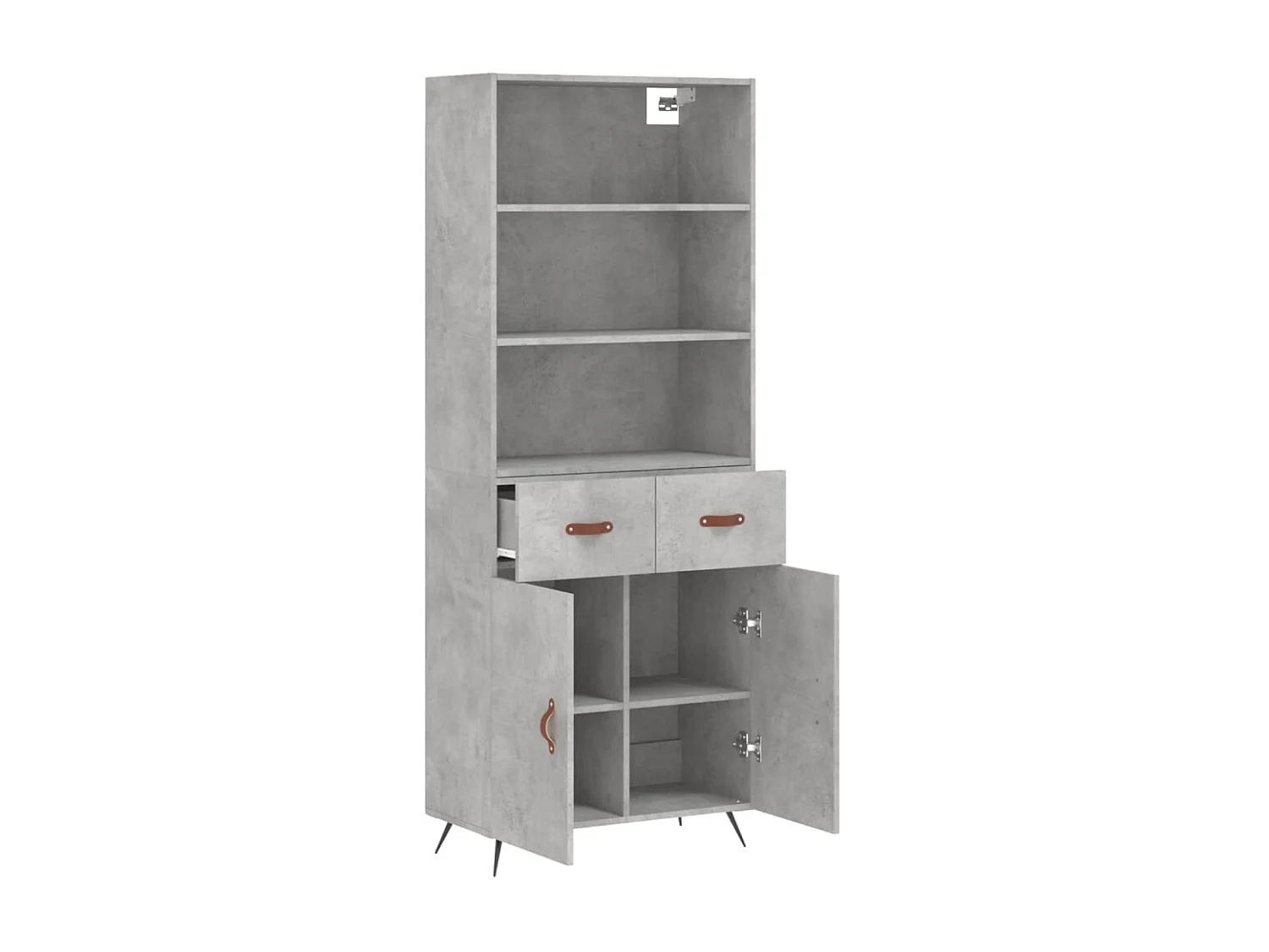 Buffet haut Gris béton 69,5x34x180 cm Bois d'ingénierie QWE68643