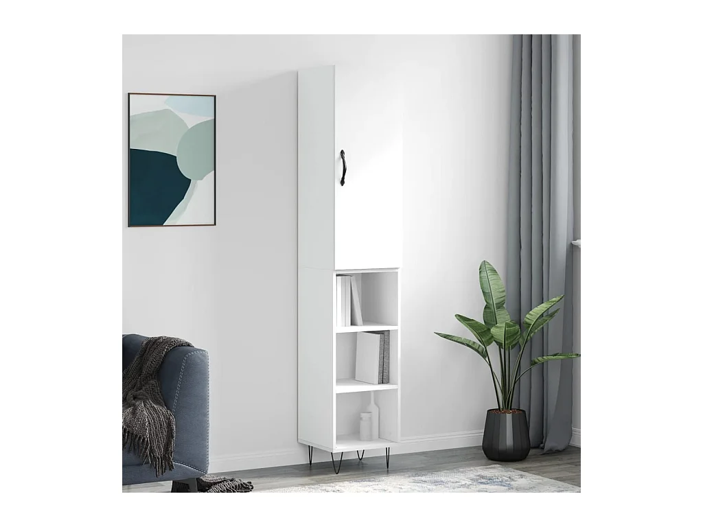 Buffet haut Blanc 34,5x34x180 cm Bois d'ingénierie QWE77767