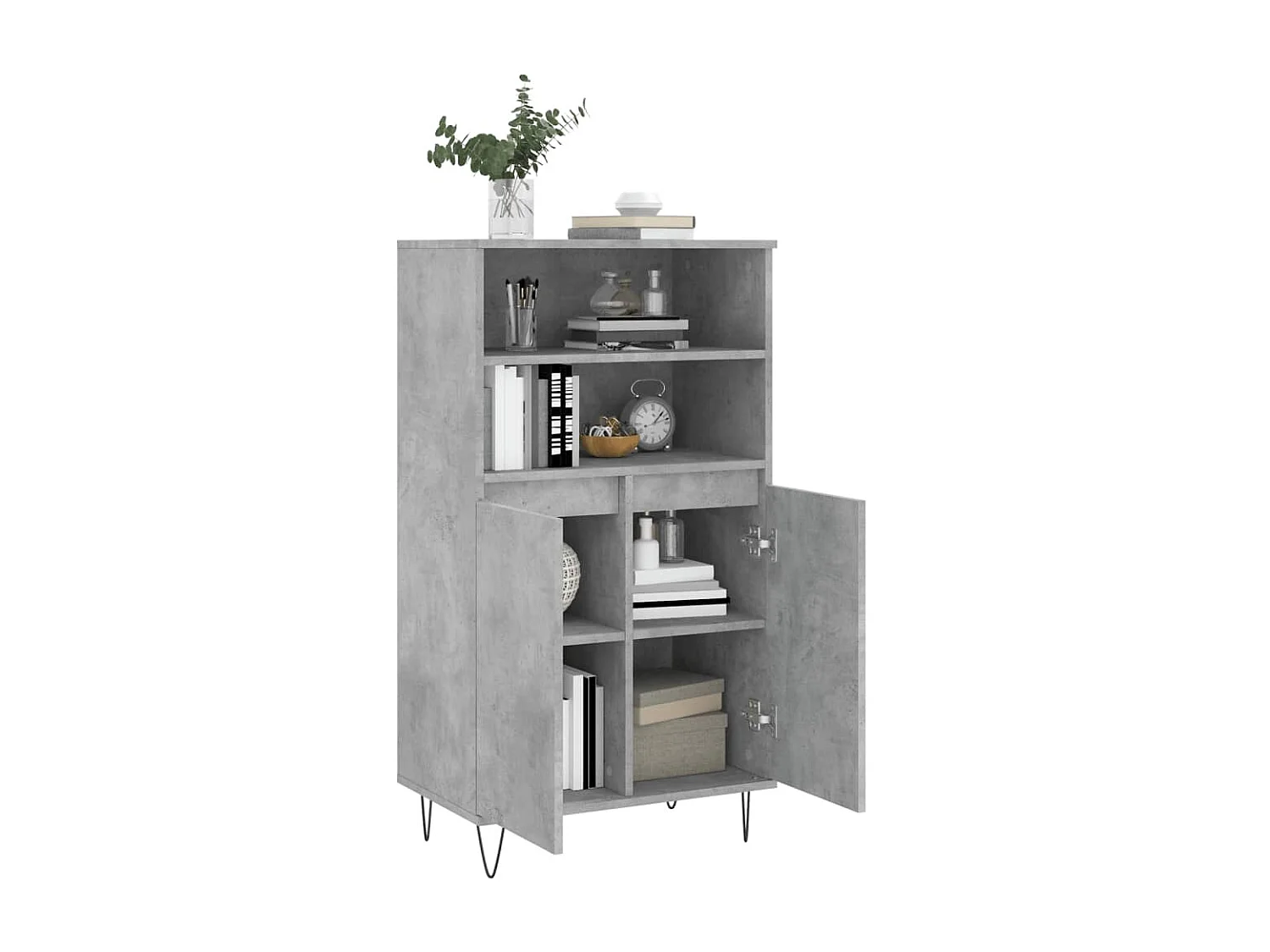 Buffet haut Gris béton 60x36x110 cm Bois d'ingénierie LSF1167