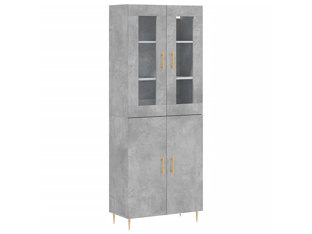 Buffet haut Gris béton 69,5x34x180 cm Bois d'ingénierie QWE15430