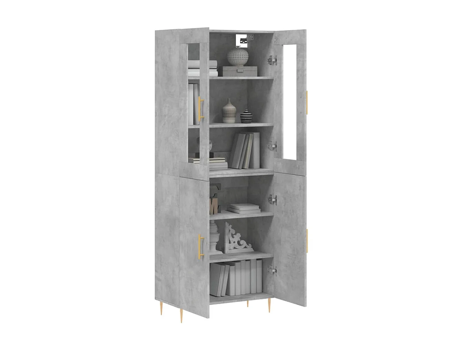 Buffet haut Gris béton 69,5x34x180 cm Bois d'ingénierie QWE15430