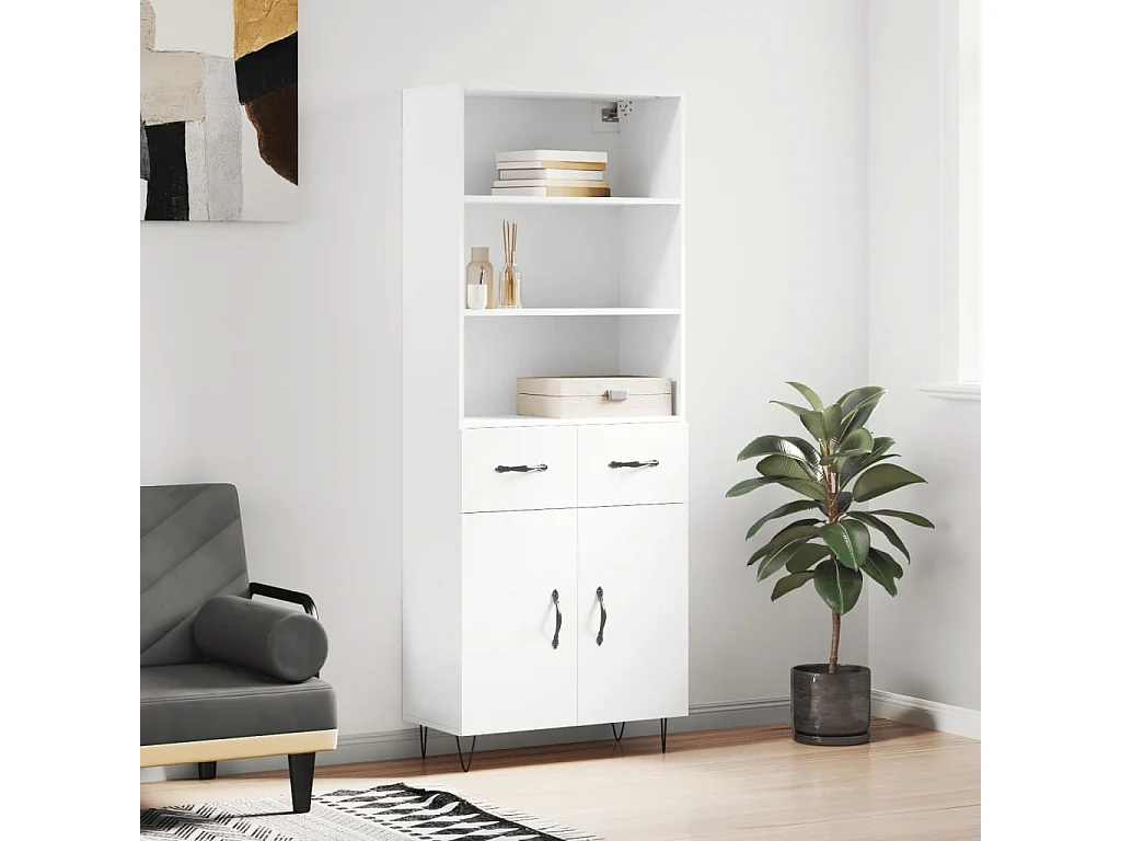 Highboard,Kommode Weiß 69,5x34x180 cm Holzwerkstoff -gkd944903