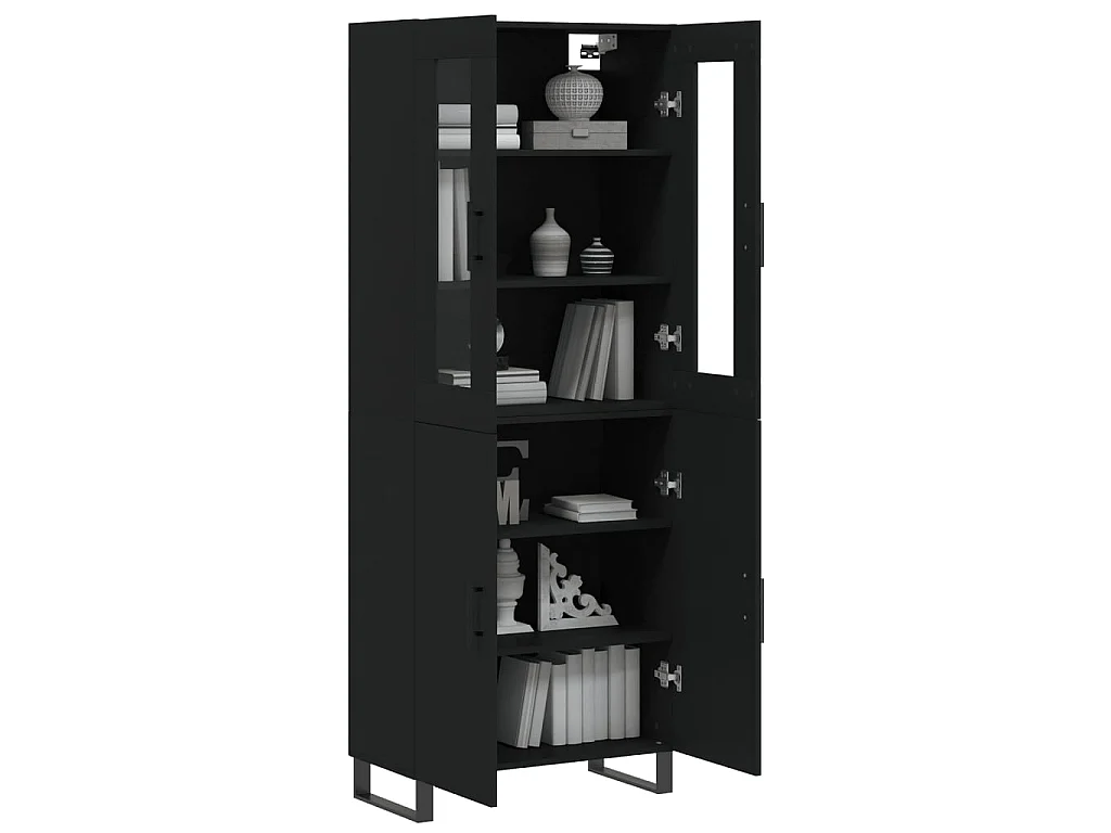 Aparador alto 69,5x34x180 cm derivados de madeira preto PT201596