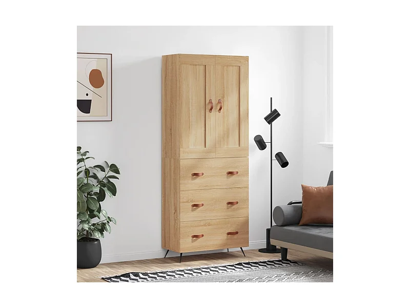 Aparador alto 69,5x34x180 cm derivados de madeira cor sonoma PT810644