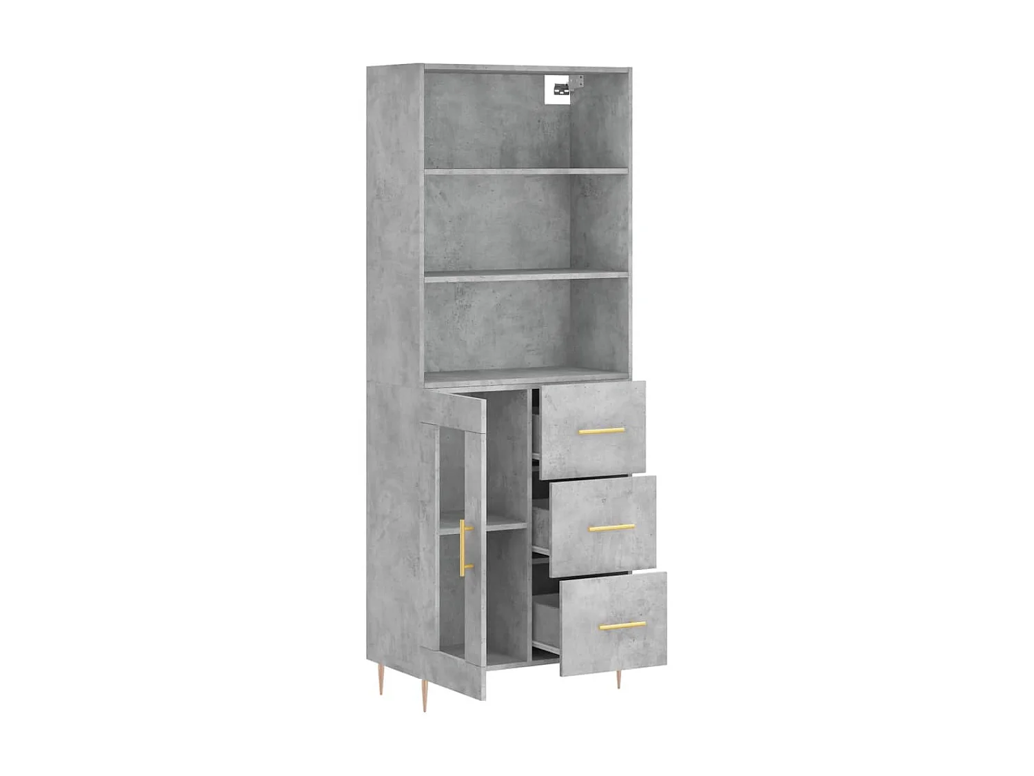 Highboard,Kommode Betongrau 69,5x34x180 cm Holzwerkstoff -gkd245027