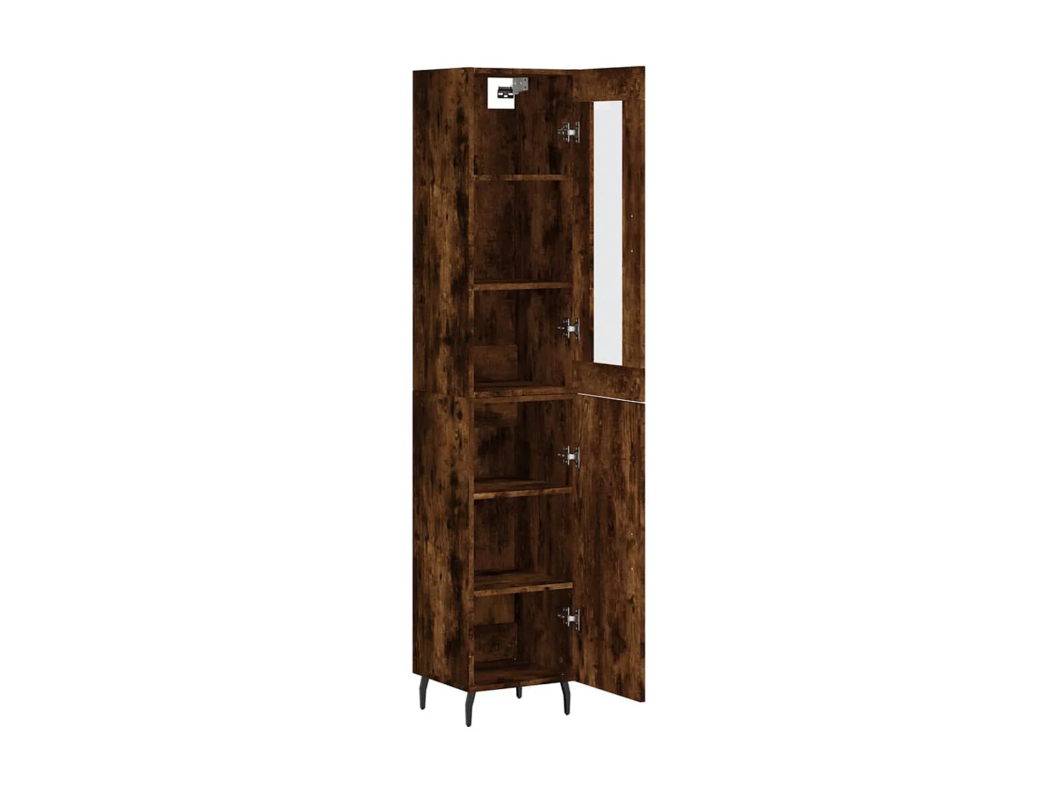 Hoge kast 34,5x34x180 cm bewerkt hout gerookt eikenkleurig NL88325