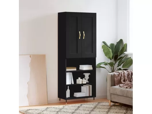 Kauf Unique Highboard,Kommode Schwarz 69,5x34x180 cm Holzwerkstoff -gkd197662