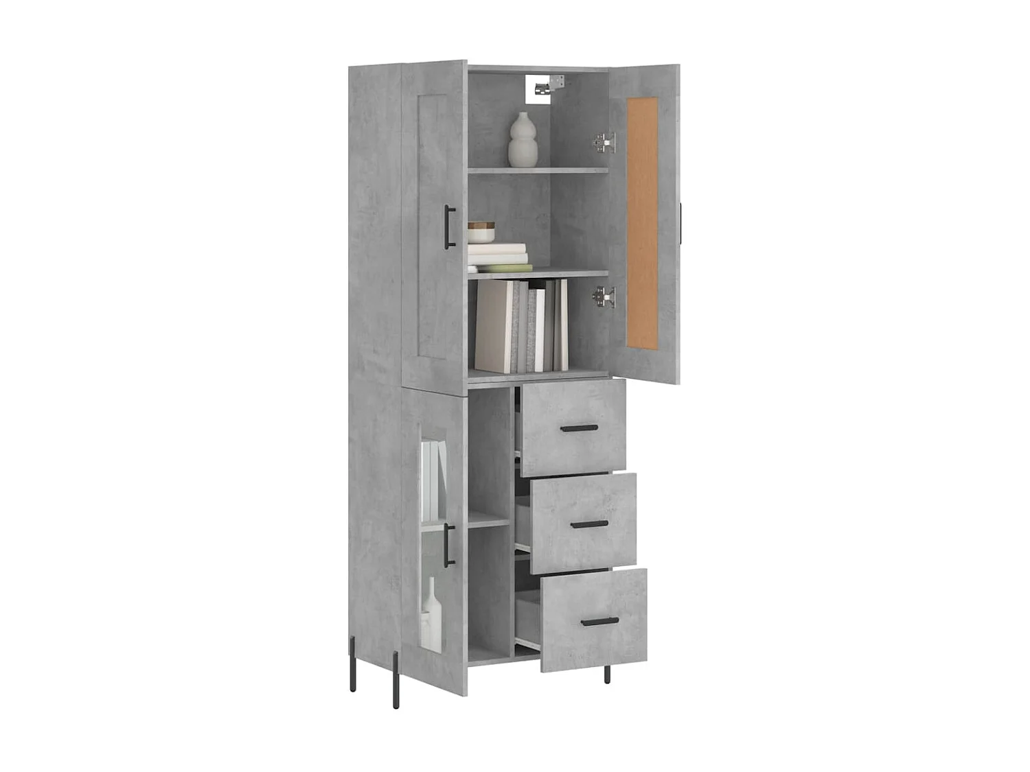 Highboard,Kommode Betongrau 69,5x34x180 cm Holzwerkstoff -gkd678406