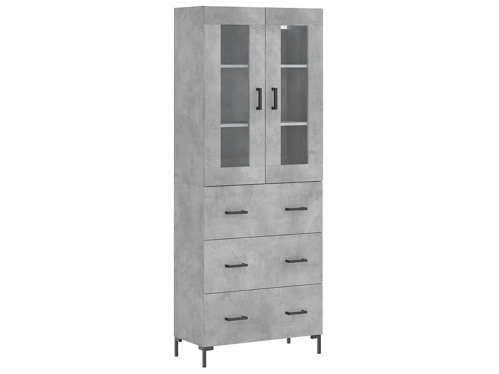 Buffet haut Gris béton 69,5x34x180 cm Bois d'ingénierie QWE79480