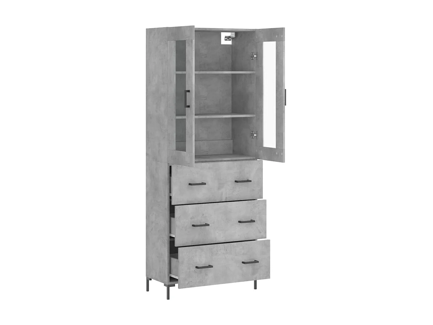 Buffet haut Gris béton 69,5x34x180 cm Bois d'ingénierie QWE79480