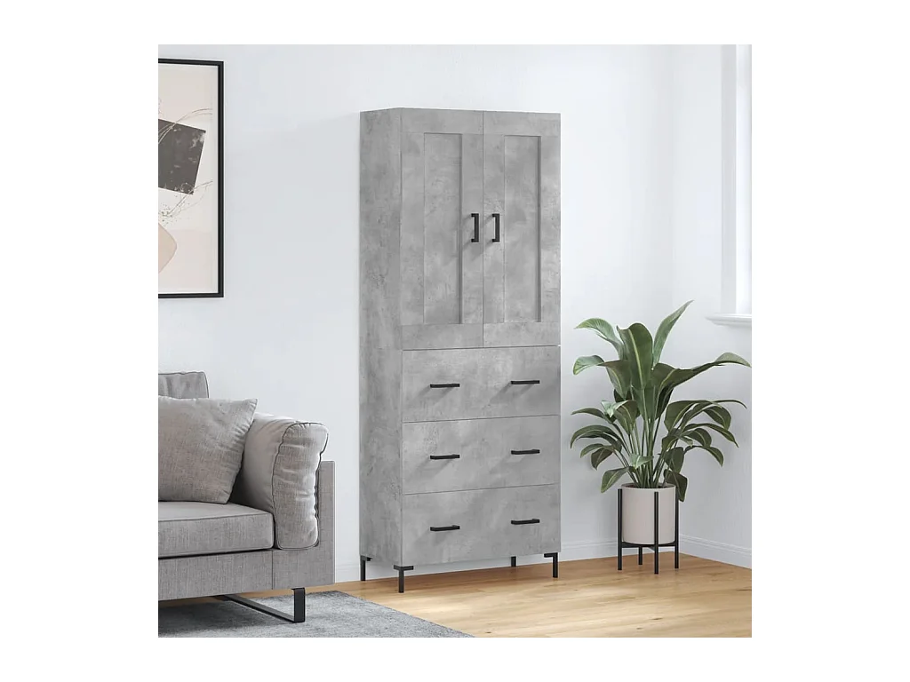 Aparador alto madera contrachapada gris hormigón 69,5x34x180 cm ES90750