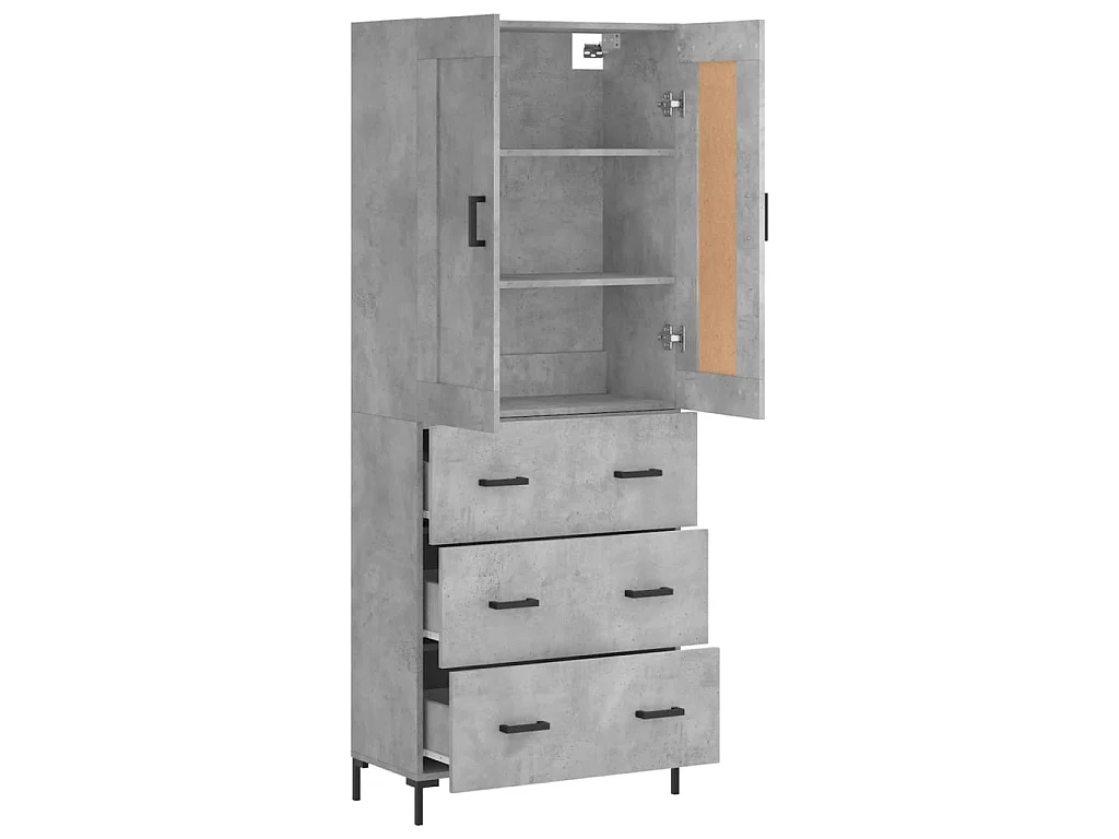 Highboard,Kommode Betongrau 69,5x34x180 cm Holzwerkstoff -gkd12827