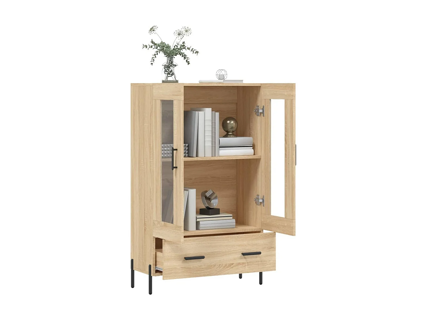 Buffet haut chêne sonoma 69,5x31x115 cm bois d'ingénierie QWE62590