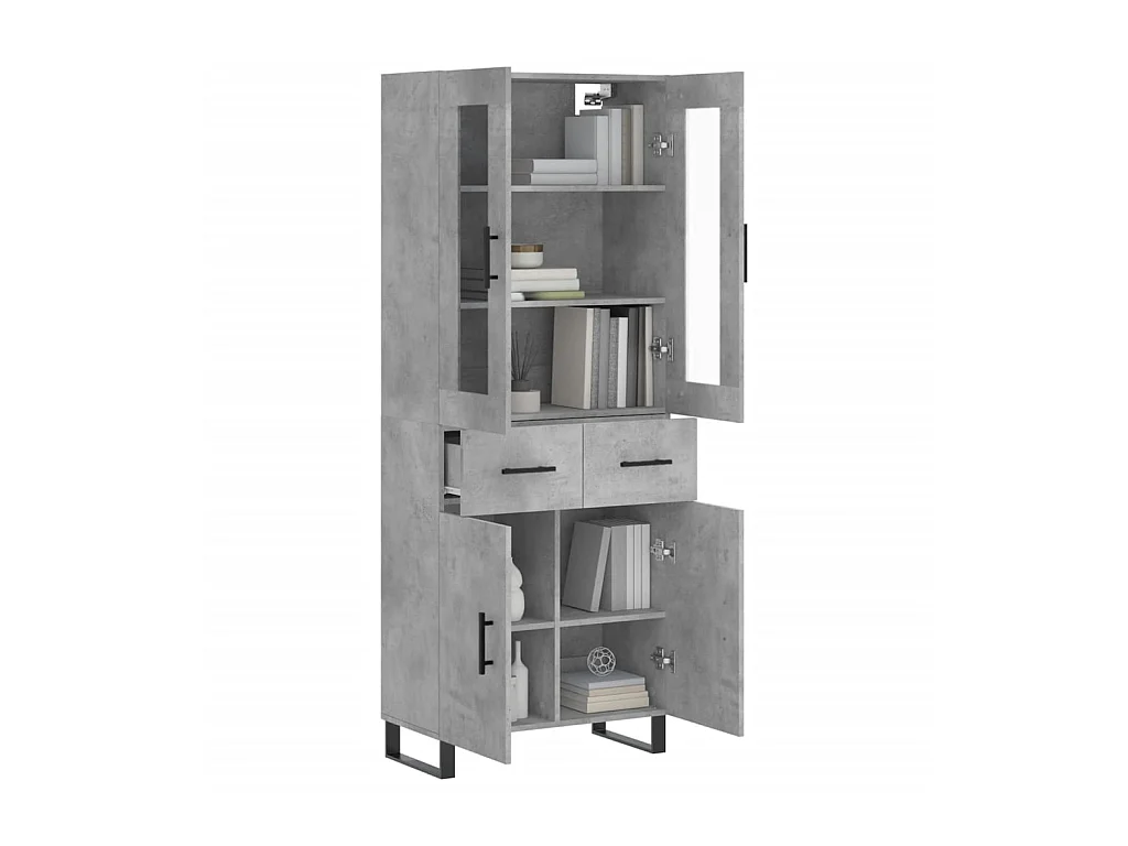 Highboard,Kommode Betongrau 69,5x34x180 cm Holzwerkstoff -gkd657515