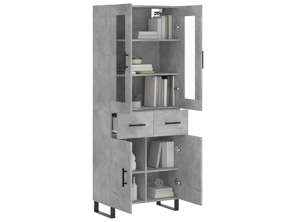 Aparador alto 69,5x34x180 cm derivados de madeira cinza cimento PT855368