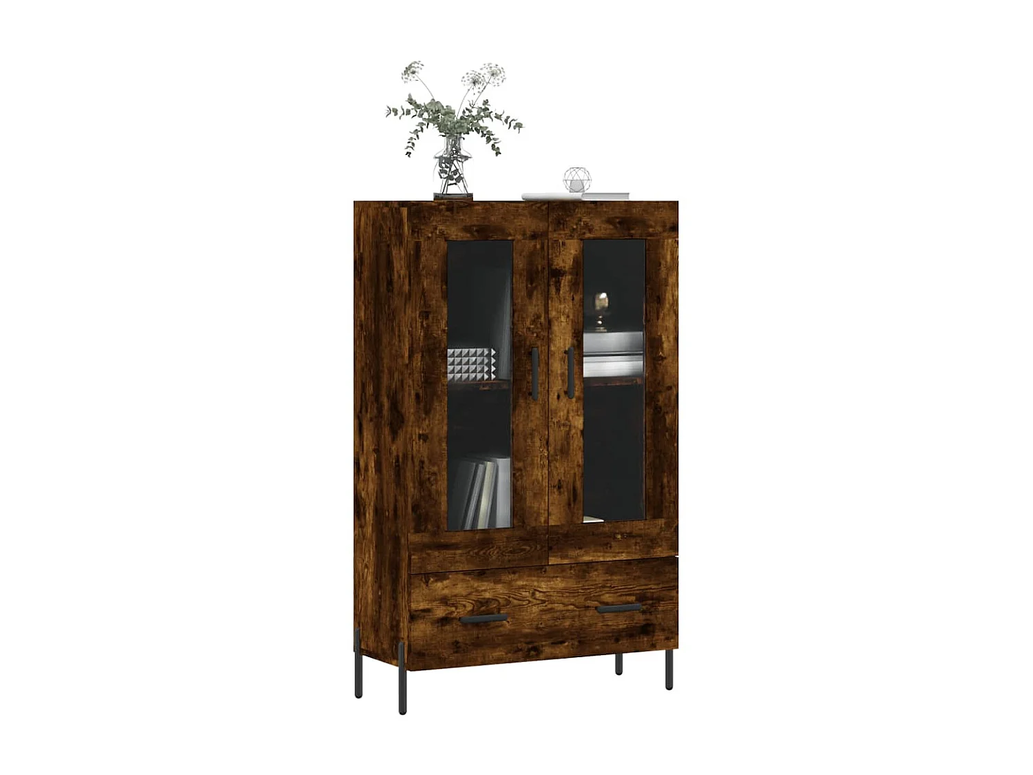 Aparador alto madera de ingeniería roble ahumado 69,5x31x115 cm ES46207