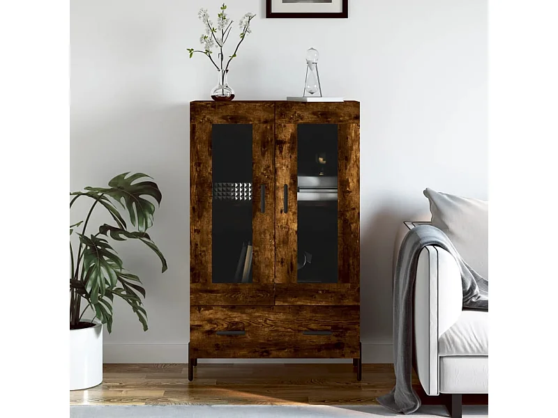 Highboard,Kommode Räuchereiche 69,5x31x115 cm Holzwerkstoff -gkd471370
