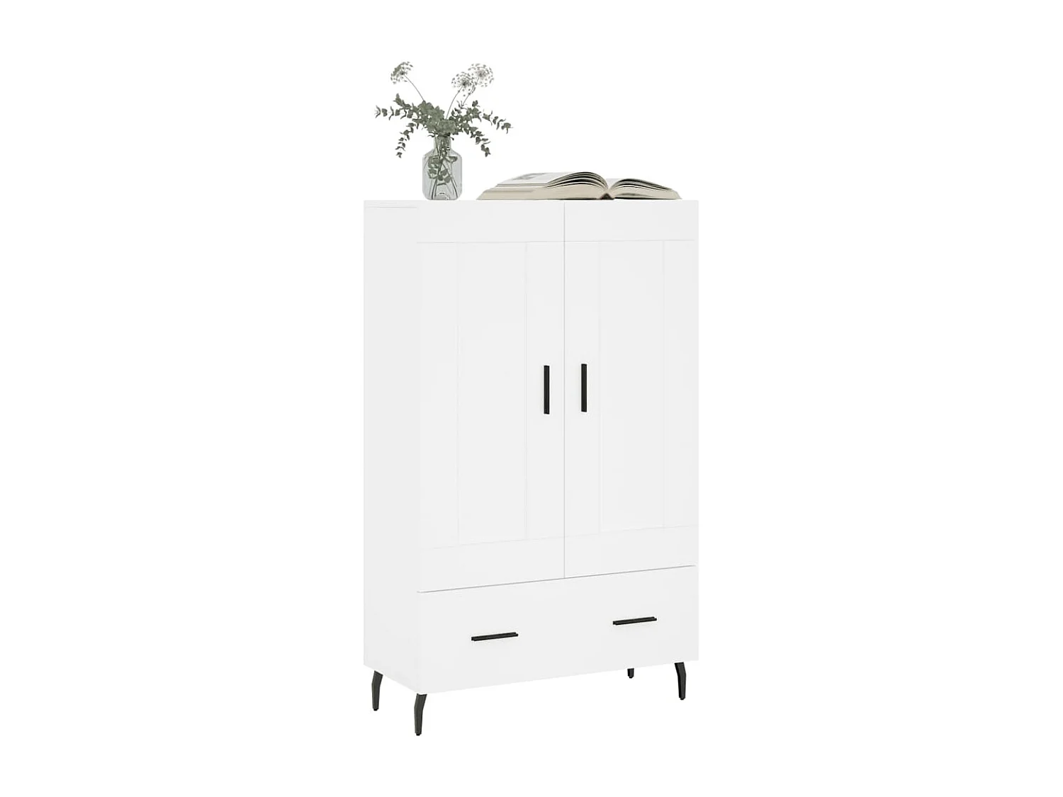 Buffet haut blanc 69,5x31x115 cm bois d'ingénierie QWE12248