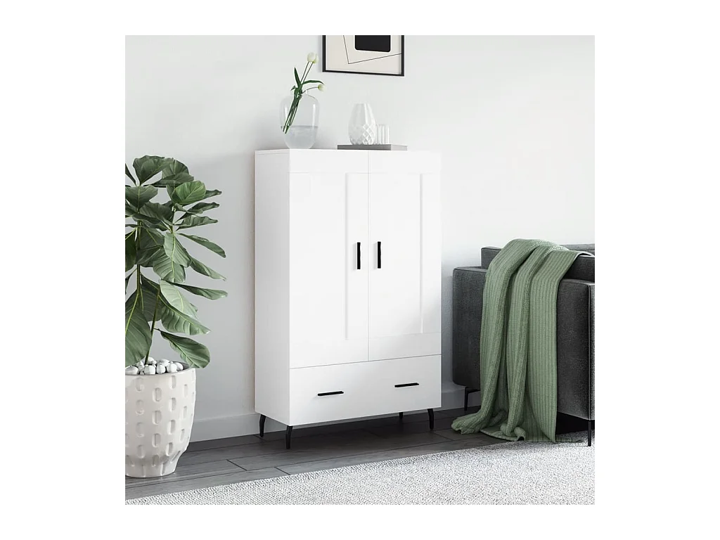 Buffet haut blanc 69,5x31x115 cm bois d'ingénierie QWE12248