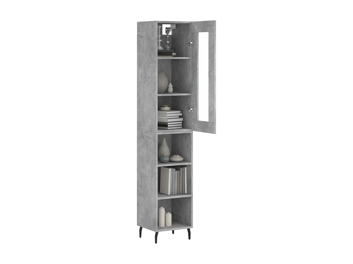 Buffet haut Gris béton 34,5x34x180 cm Bois d'ingénierie QWE80394
