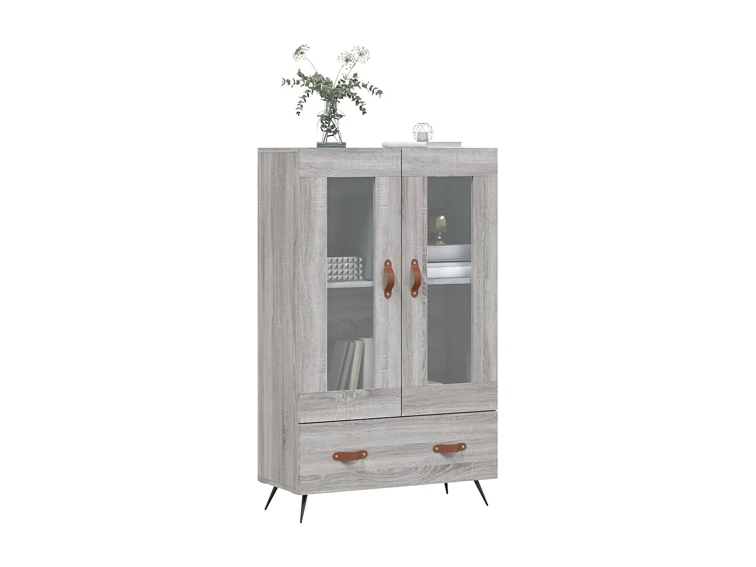 Buffet haut sonoma gris 69,5x31x115 cm bois d'ingénierie QWE13651