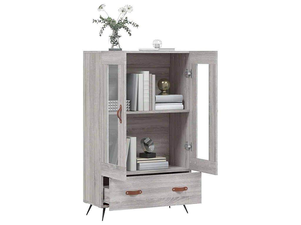 Buffet haut sonoma gris 69,5x31x115 cm bois d'ingénierie QWE13651