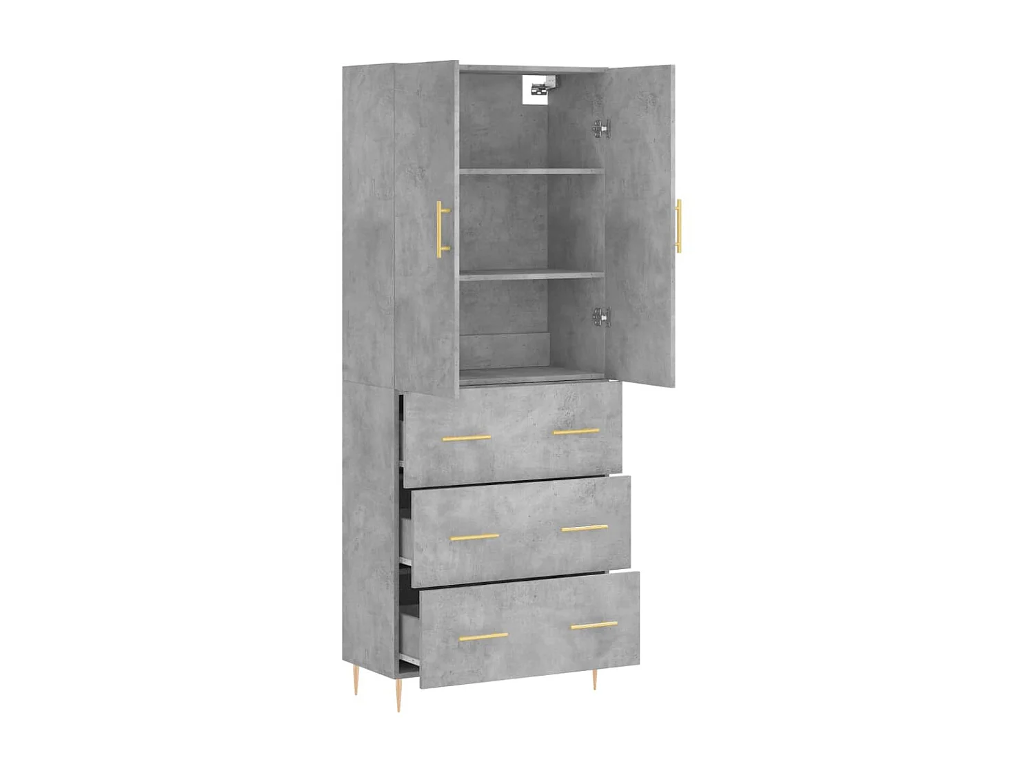 Buffet haut Gris béton 69,5x34x180 cm Bois d'ingénierie QWE55411