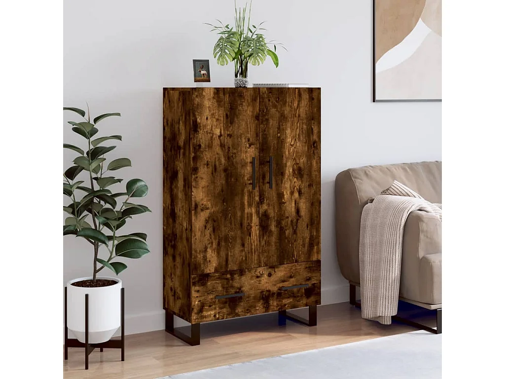 Highboard,Kommode Räuchereiche 69,5x31x115 cm Holzwerkstoff -gkd64293