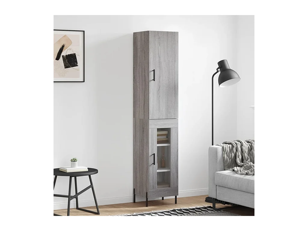 Buffet haut Sonoma gris 34,5x34x180 cm Bois d'ingénierie QWE85371