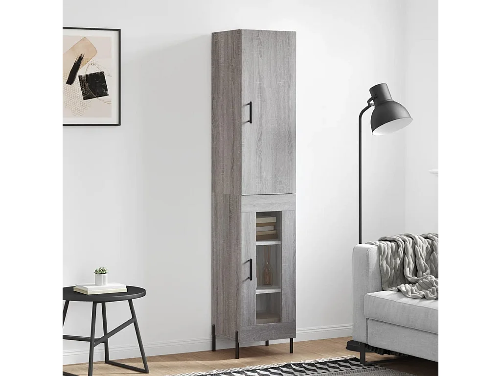 Highboard,Kommode Grau Sonoma 34,5x34x180 cm Holzwerkstoff -gkd887090