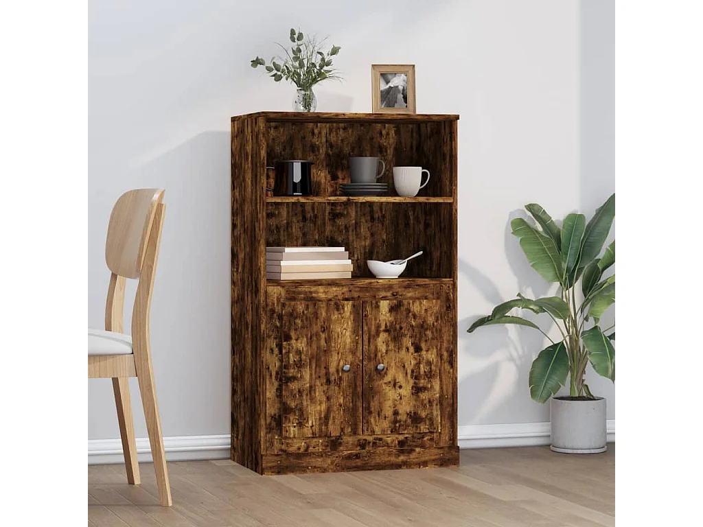 Buffet haut chêne fumé 60x35,5x103,5 cm bois d'ingénierie EGER62644