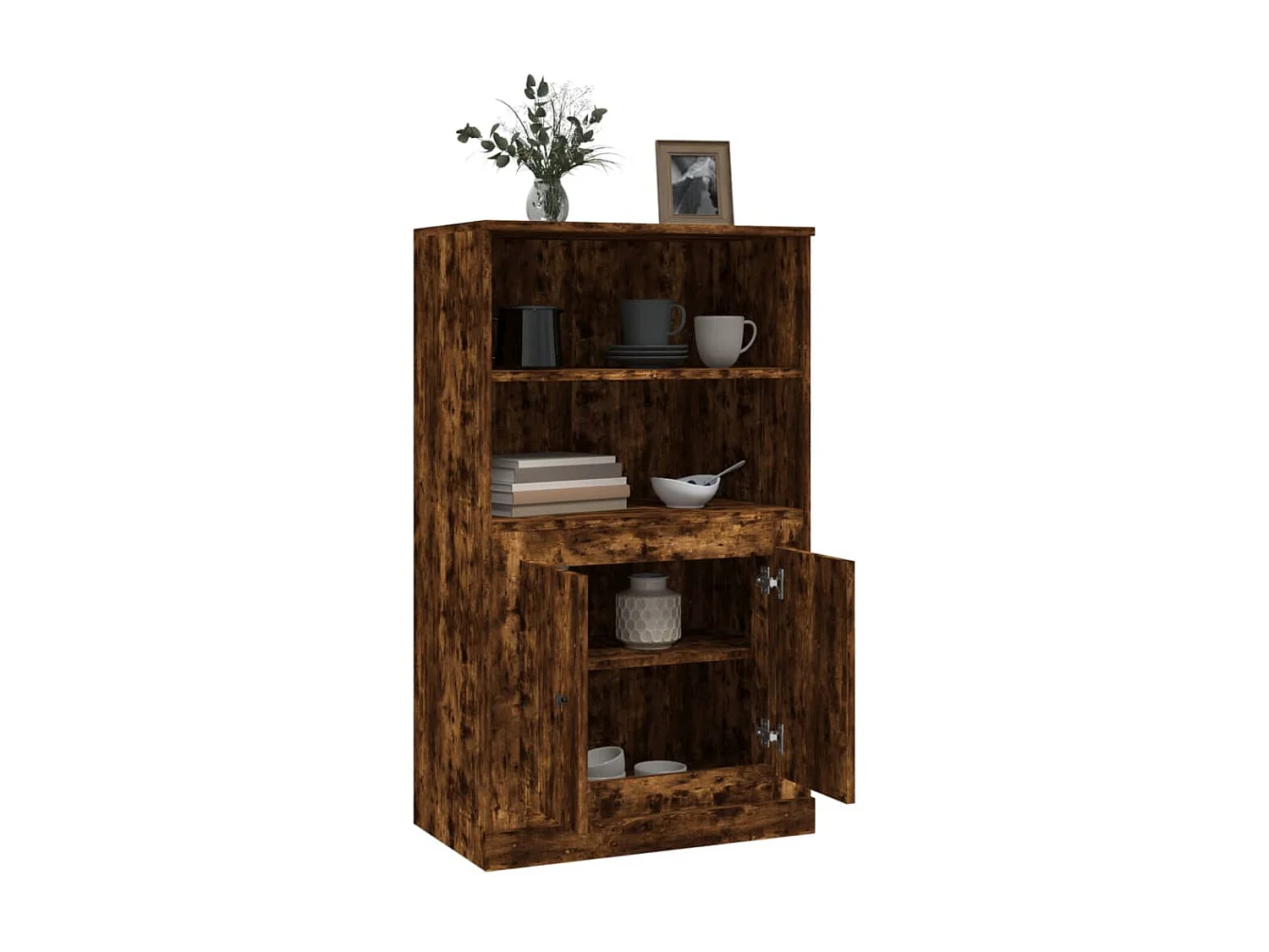 Buffet haut chêne fumé 60x35,5x103,5 cm bois d'ingénierie EGER62644