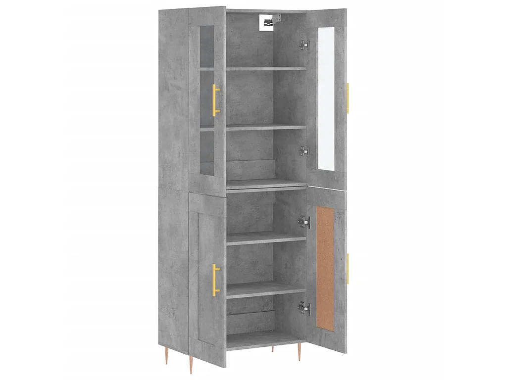Buffet haut Gris béton 69,5x34x180 cm Bois d'ingénierie QWE84272