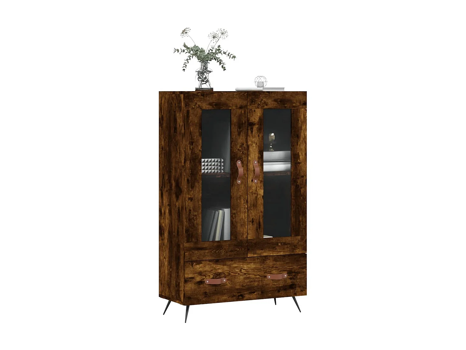 Aparador alto madera de ingeniería roble ahumado 69,5x31x115 cm ES84745