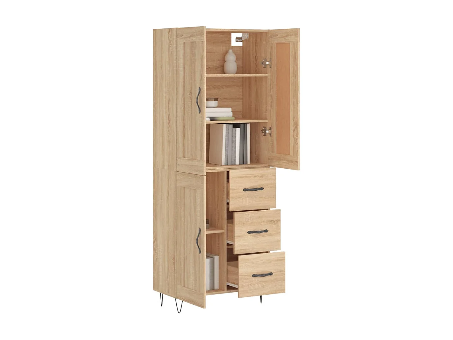 Aparador alto 69,5x34x180 cm derivados de madeira cor sonoma PT979065