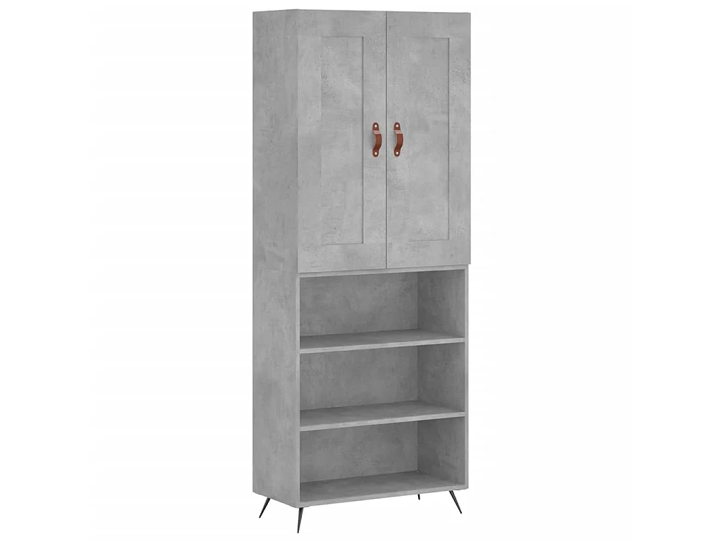 Buffet haut Gris béton 69,5x34x180 cm Bois d'ingénierie QWE33953